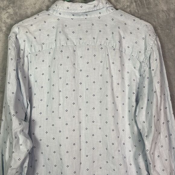 Abercrombie & Fitch Light Blue Polka Dot Linen Button Up Long Sleeve Size Medium - Picture 9 of 10